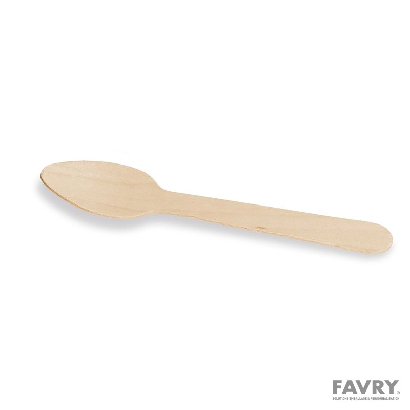 Cuillère dessert bois 11 cm – 100 unités | Favry