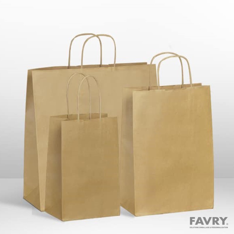 Sac cabas kraft brun 22 + 10 x 31 cm | Favry