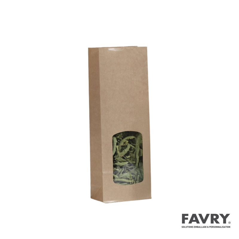 Sac SOS kraft brun avec fenêtre 400 ml | Favry