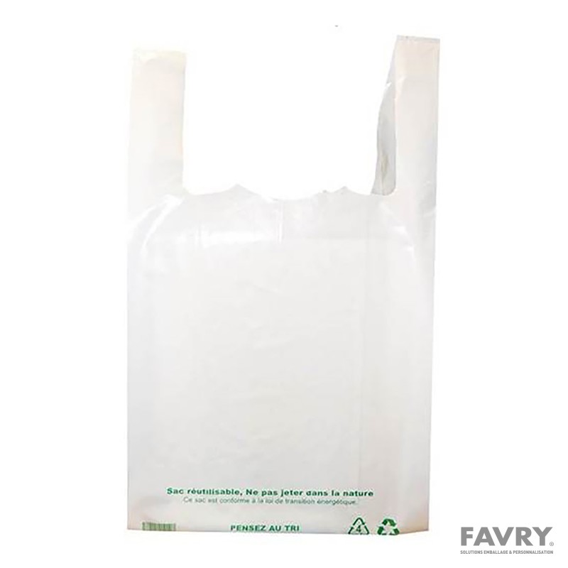 Sac à bretelles plastique blanc 18+5x35 cm