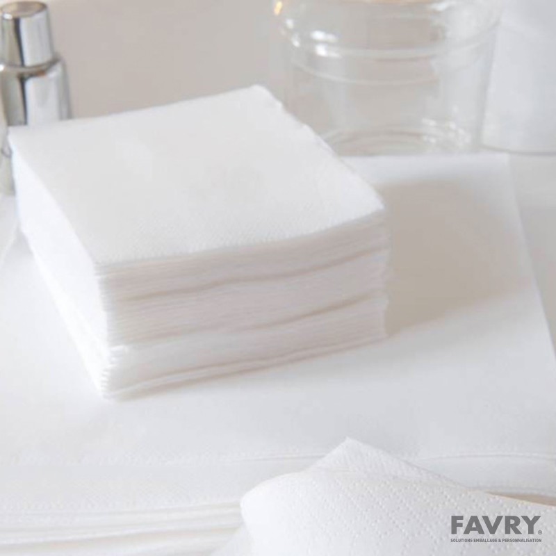 Serviette ouate blanche 20 x 20 cm | Favry