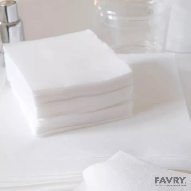 Serviette ouate blanche 20 x 20 cm | Favry