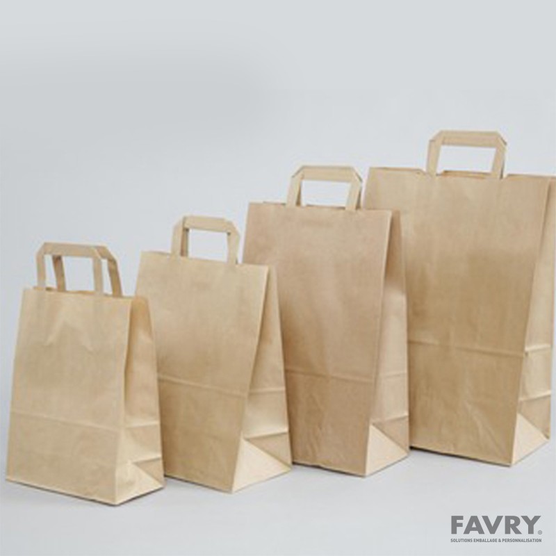 Sac cabas kraft brun poignée plate 32+16x35 cm