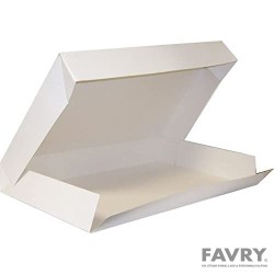 BOITE POUR PLATEAU TRAITEUR BLANC 33X43 H6CM DEVANT TOMBANT /25