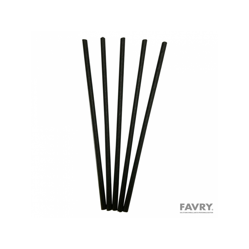 Chalumeau paille papier noir 20 cm Ø6 mm | Favry