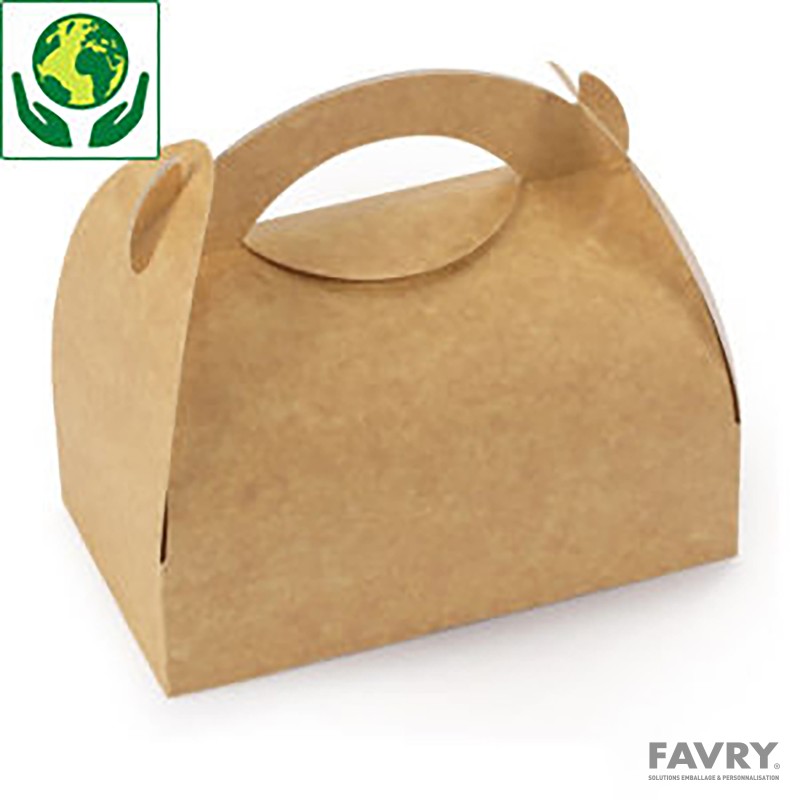 Boîte pâtissière kraft brun à poignée n°7 | Favry