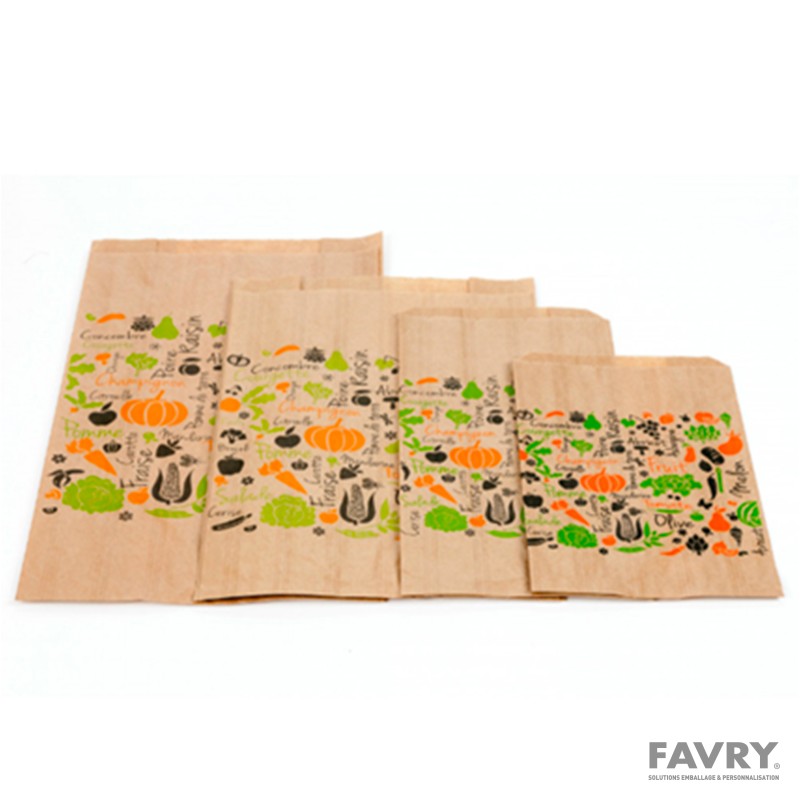 Sac fruit 500 g kraft brun 14+7 x 21 cm | Favry