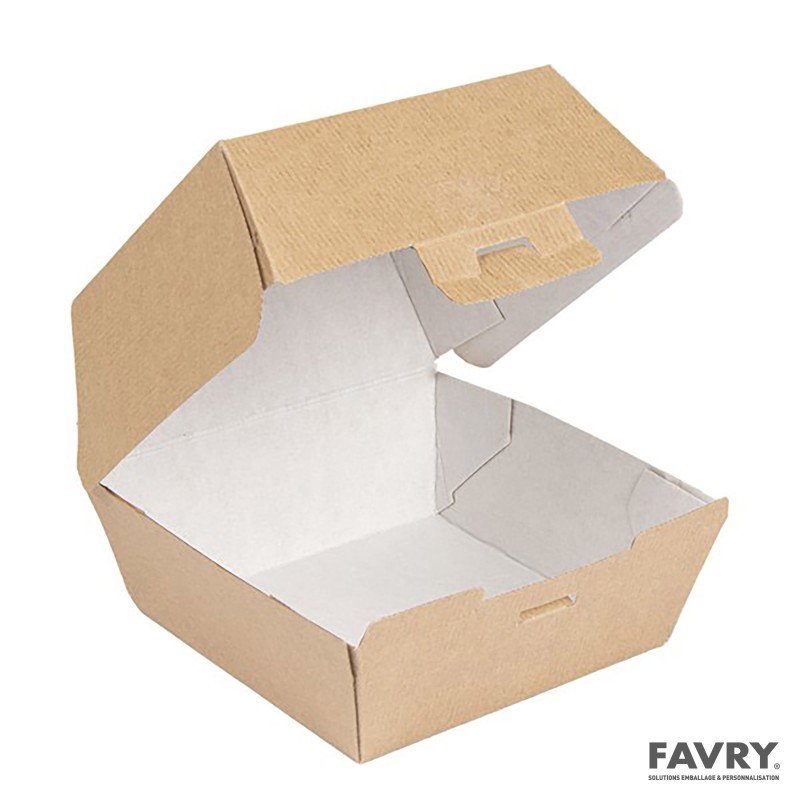 Boîte burger carton brun 125 x 130 mm | Favry