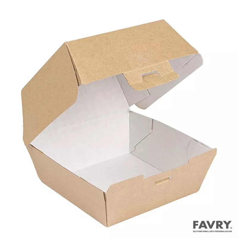 Boîte burger carton brun 125 x 130 mm | Favry