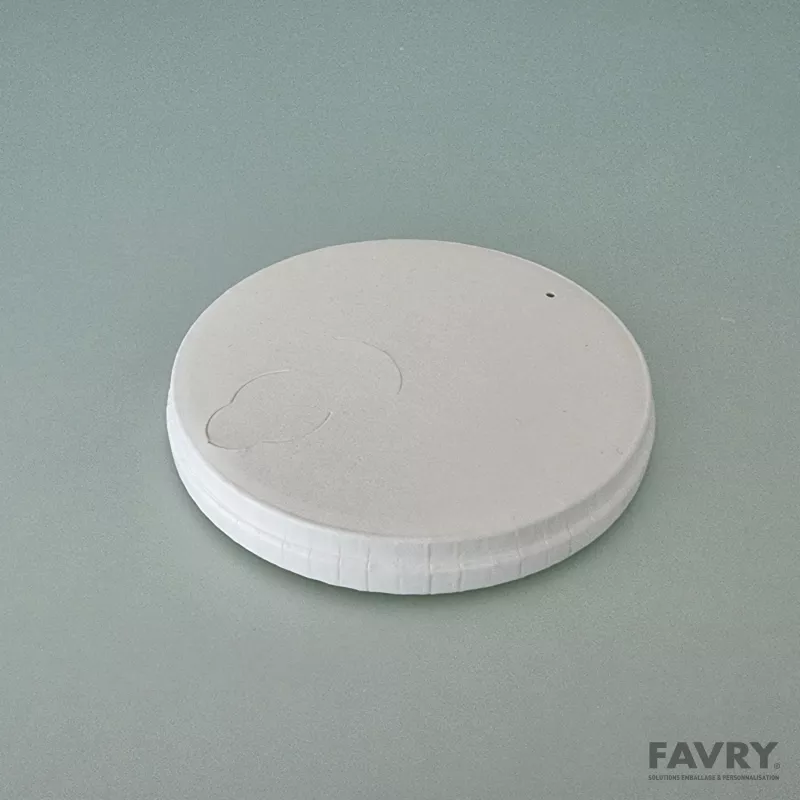 Couvercle carton blanc Ø90 mm avec bec verseur | Favry