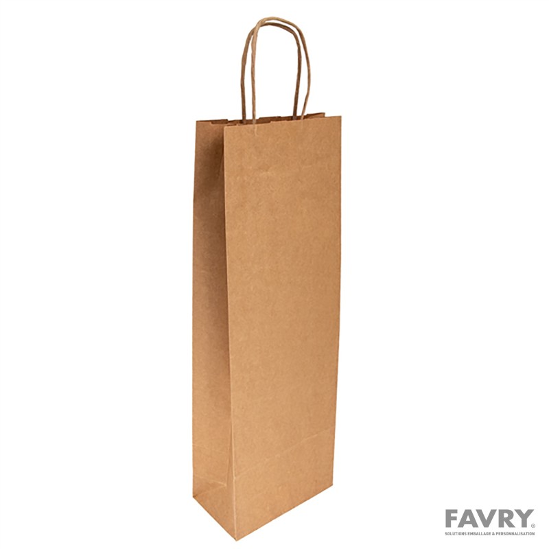 Sac 1 bouteille kraft recyclé brun | Favry