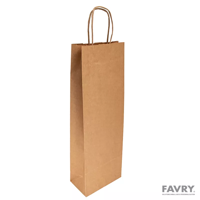 Sac 1 bouteille kraft recyclé brun | Favry