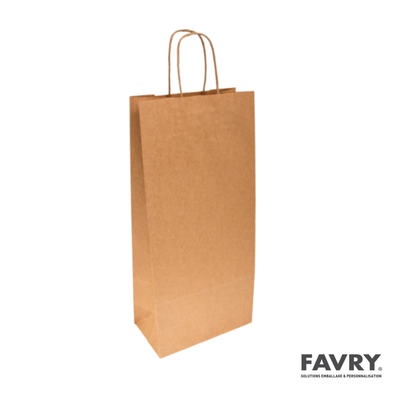 Sac 2 bouteilles kraft recyclé brun | Favry