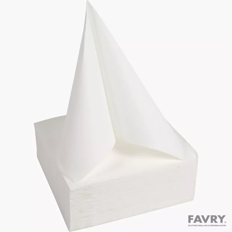 Serviette ouate double point blanche 38 × 38 cm