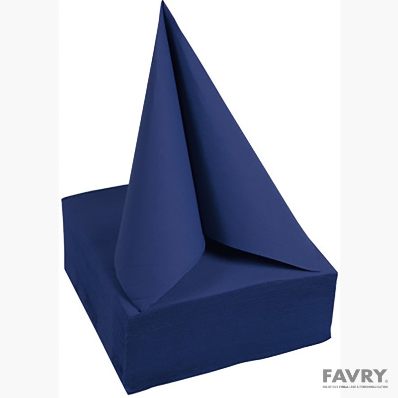 Serviette ouate 38 x 38 bleu marine | Favry