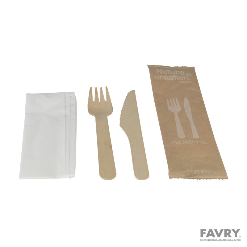 Kit couverts bois 3 en 1 | Favry Emballage