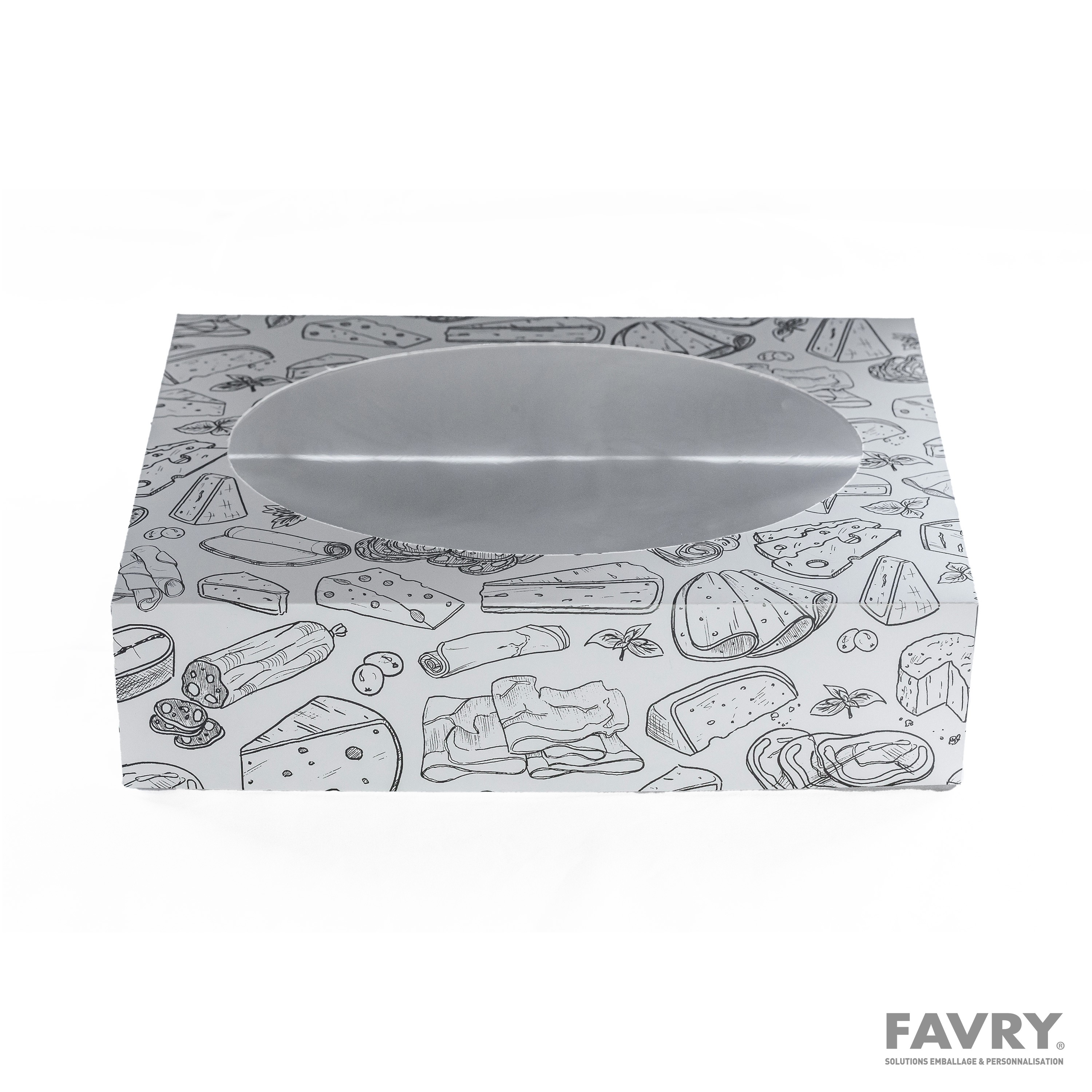 COUVERCLE PM CARTON H80MM AVEC FENETRE PET pour 37640