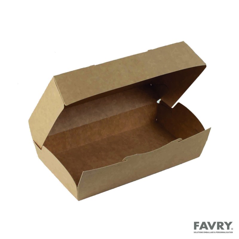 Boîte sandwich carton brun 200 x 105 x 60 mm | Favry