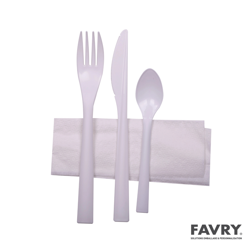 Kit couverts PP 4 en 1 blanc | Favry