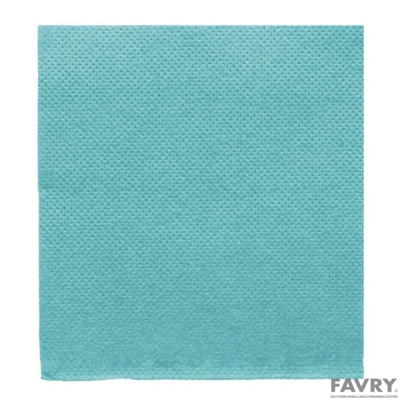 Serviette ouate double point 20x20 bleu turquoise