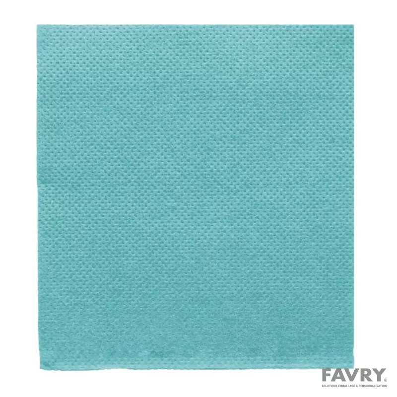 Serviette ouate double point 20x20 bleu turquoise