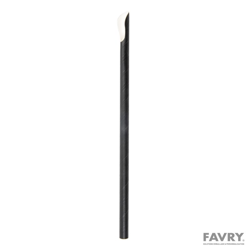 Chalumeau paille papier noir 21 cm | Favry