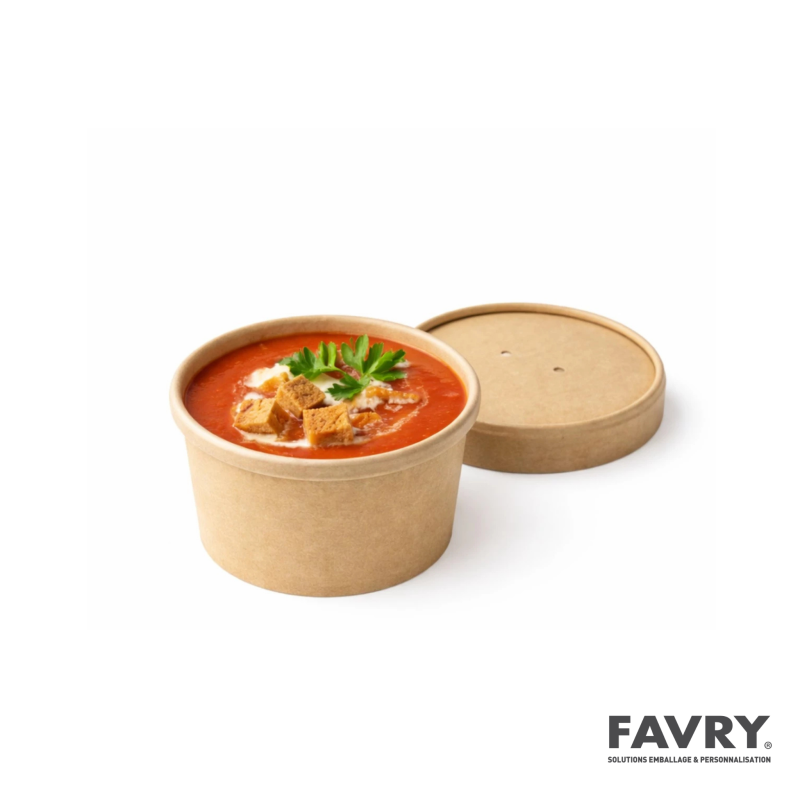 Pot à soupe/glace carton brun 230 ml | Favry