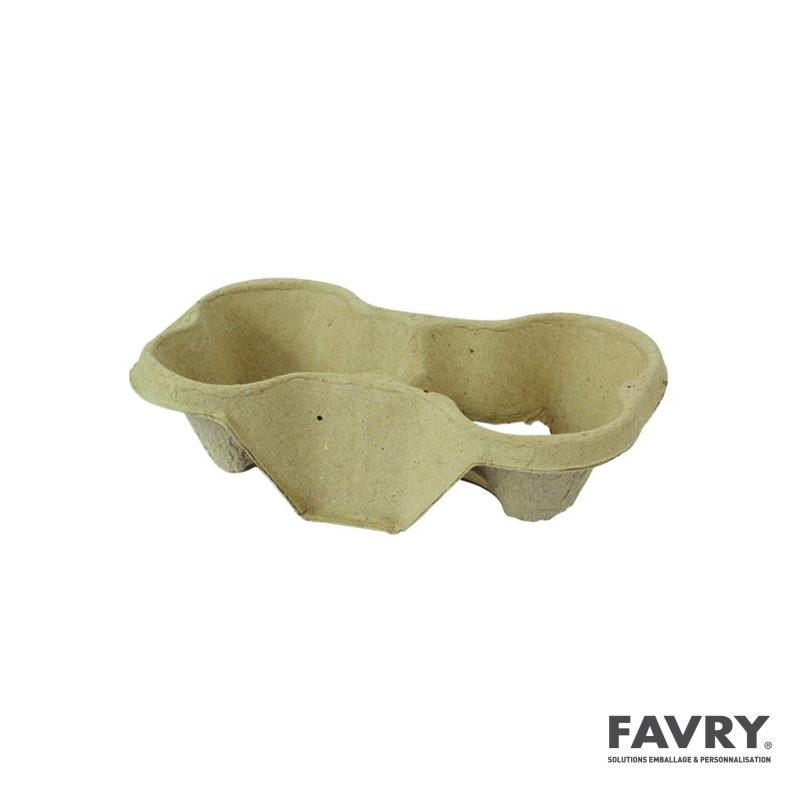 Porte 4 gobelets pulpe carton beige | Favry