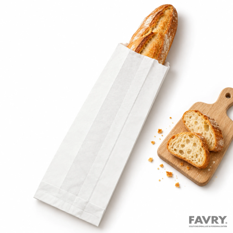 Sac baguette kraft blanc 100 x 55 x 350 mm | Favry