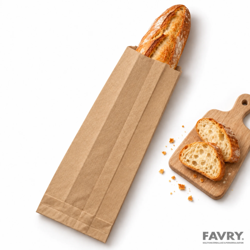 Sac baguette sandwich kraft brun 100x55x350 mm