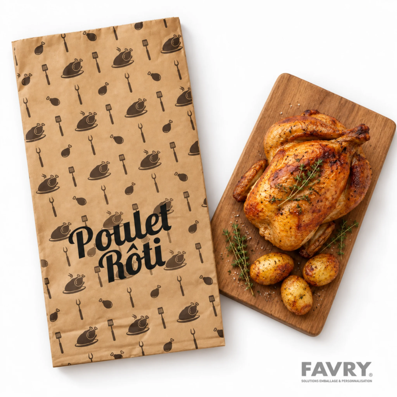 Sac poulet kraft 180+60 x 350 mm – 500
