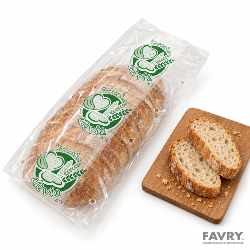 Sac à pain PEBD vert 160 + 50 x 350 mm | Favry