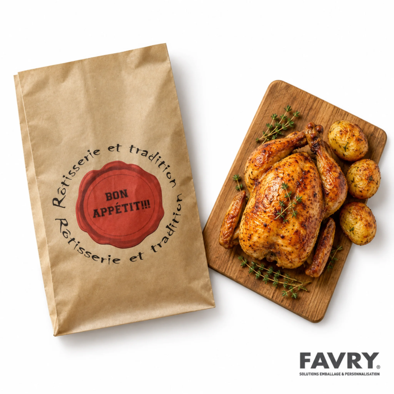 Sac poulet kraft brun 200+80 x 350 mm | Favry