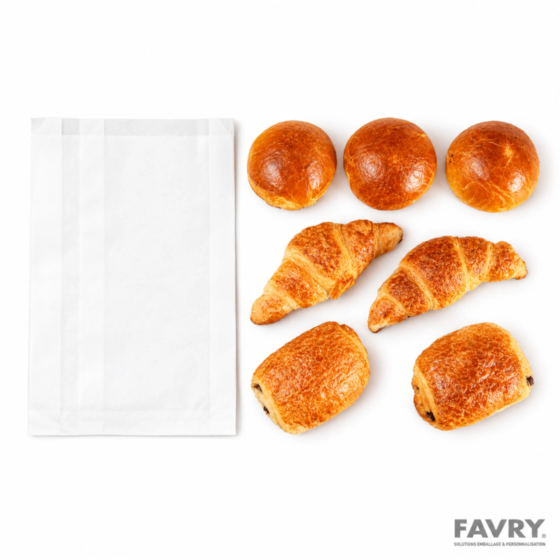 Sac viennoiserie kraft blanc n°7 | Favry