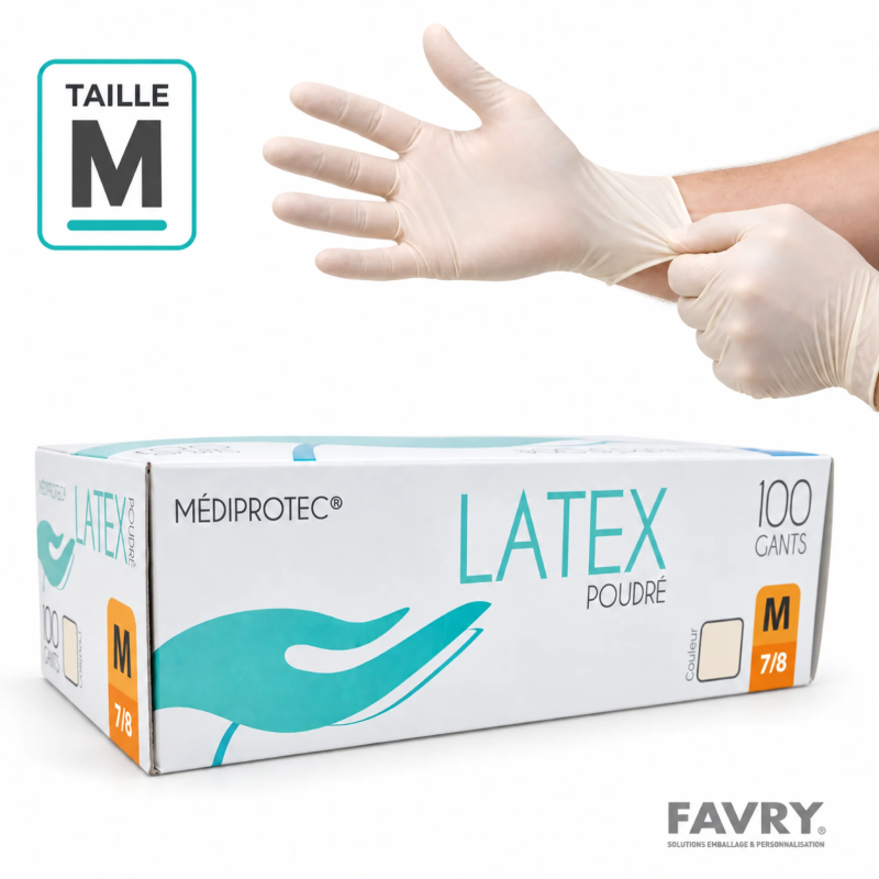 Gant latex taille M micro-poudré | Favry