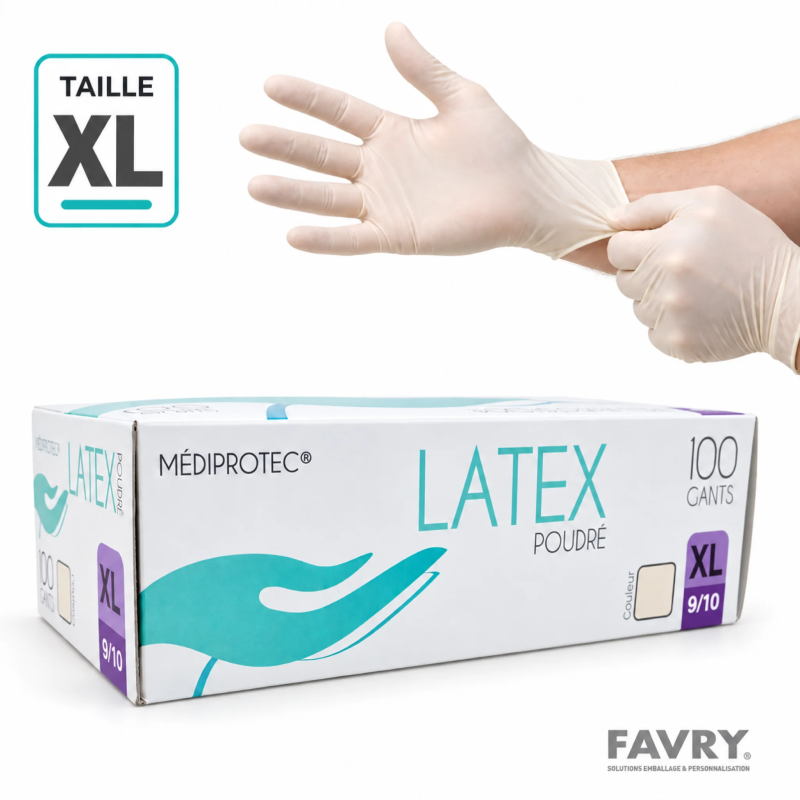 Gant latex XL micro-poudré – boîte de 100 | Favry