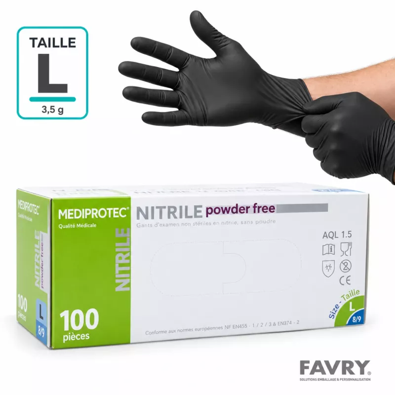 Gant nitrile noir non poudré taille L | Favry