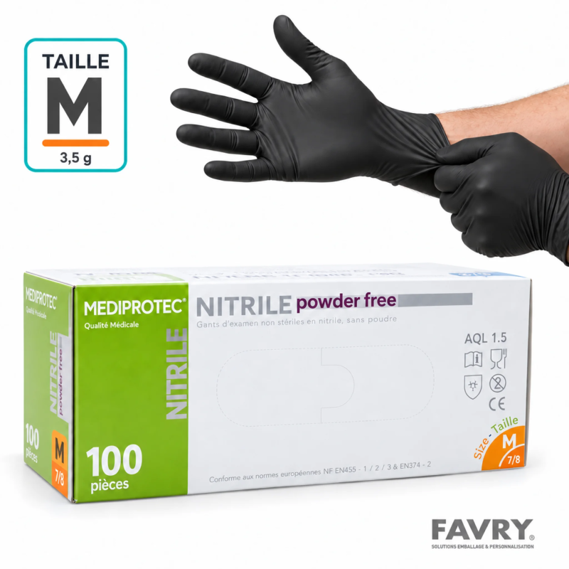 Gant nitrile noir non poudré M | Favry