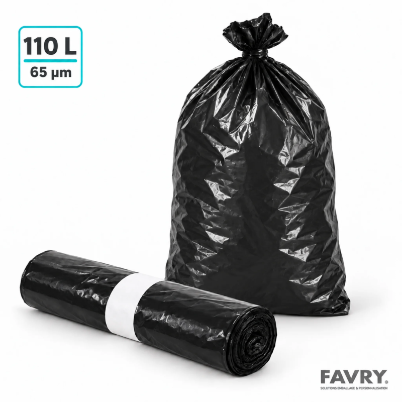 Sac poubelle 110 L PEBD noir – Favry Emballage