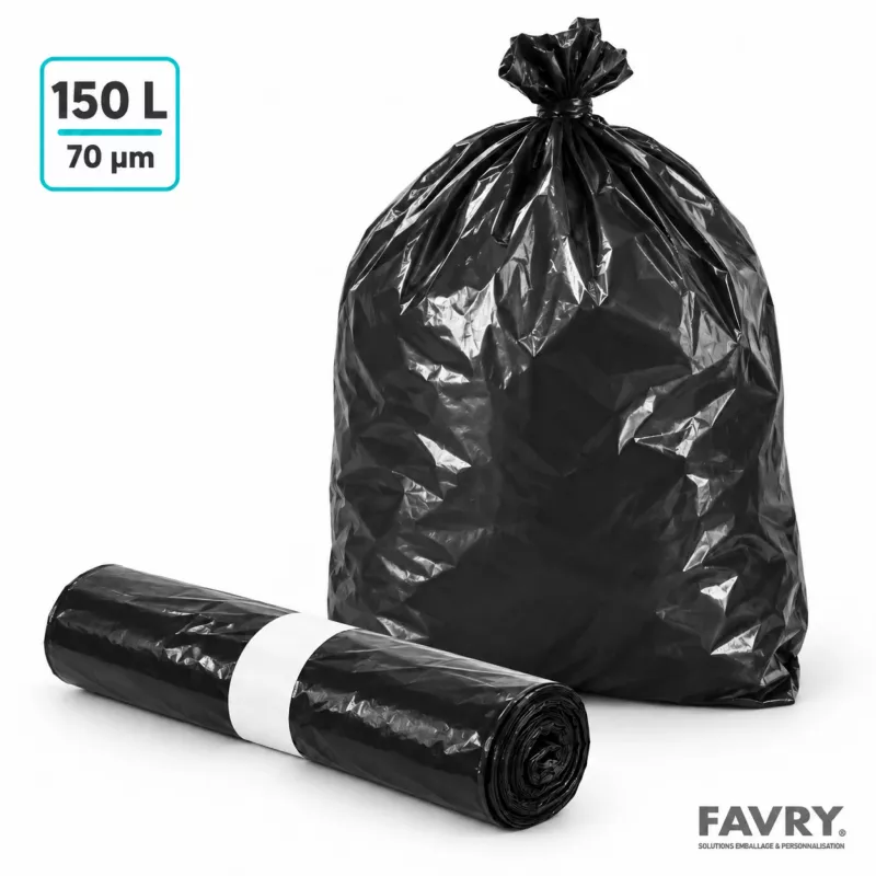 Sac poubelle 150 L noir 820 x 1250 mm | Favry