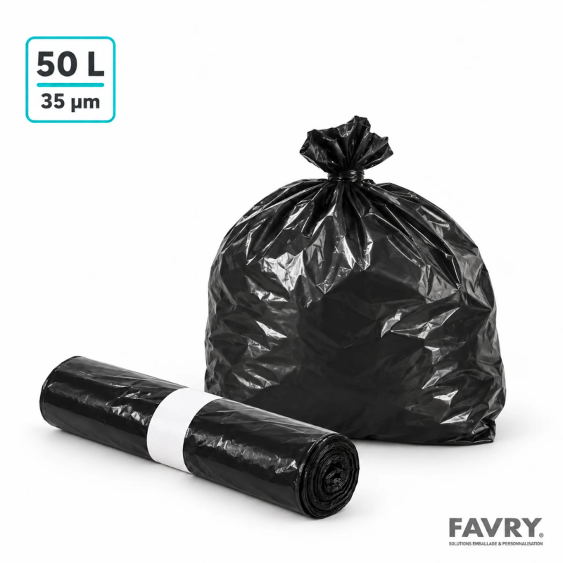 Sac poubelle 50 l PEBD noir | Favry