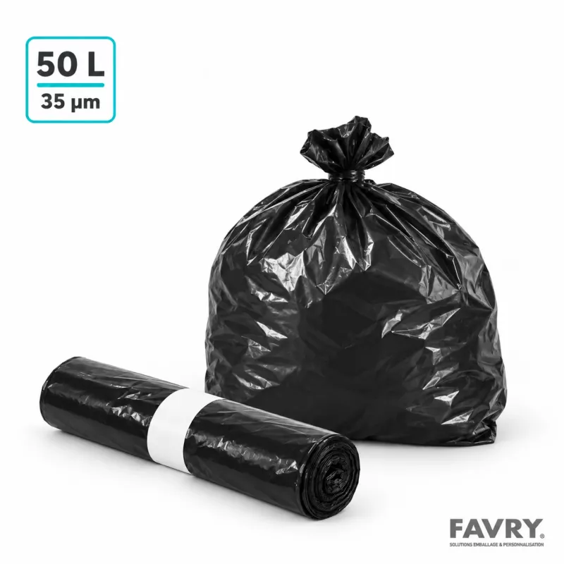 Sac poubelle 50 l PEBD noir | Favry