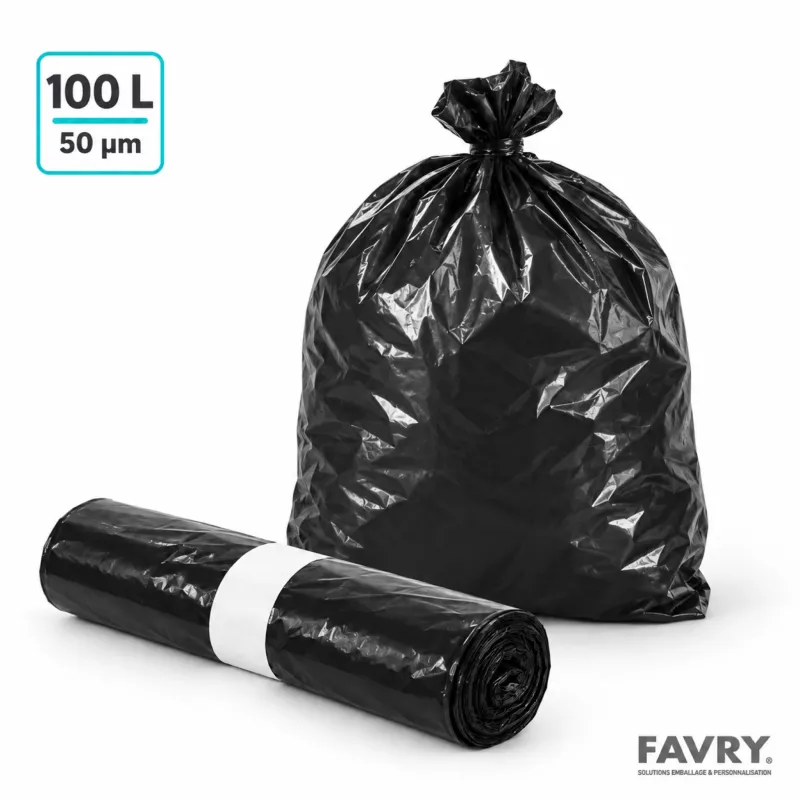 Sac poubelle 100 l PEBD noir 820 x 850 mm | Favry