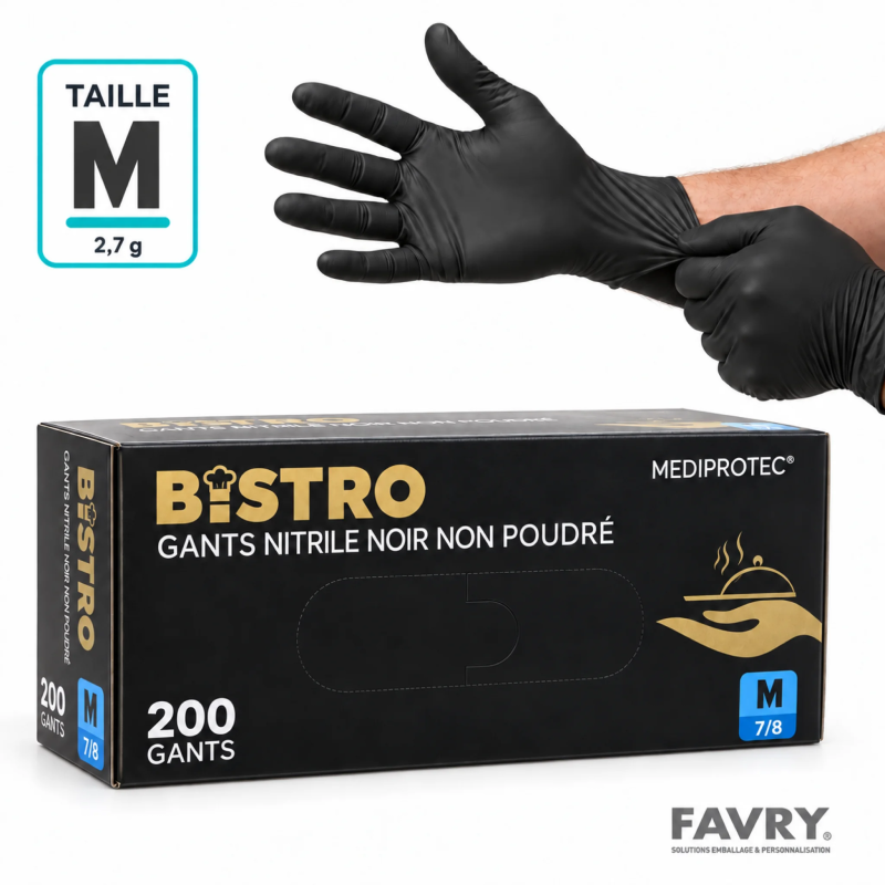 Gant nitrile noir non poudré M - Favry