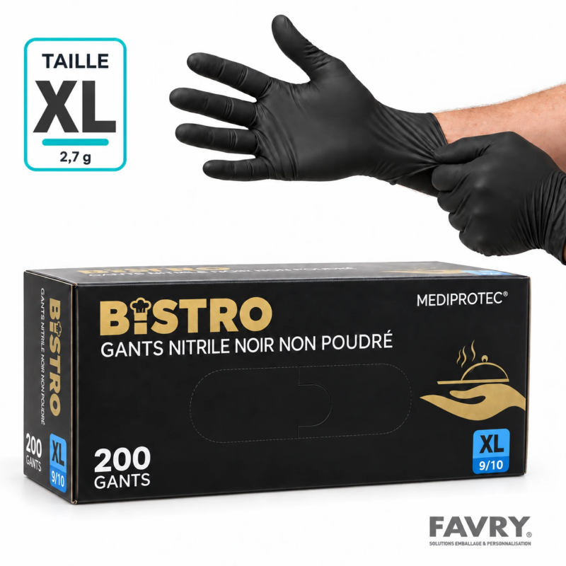 Gant nitrile noir non poudré XL – 200