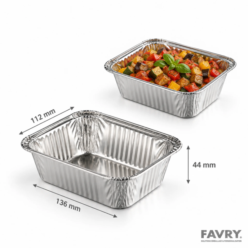 Barquette aluminium évasée BA502 136 x 112 x 44 mm