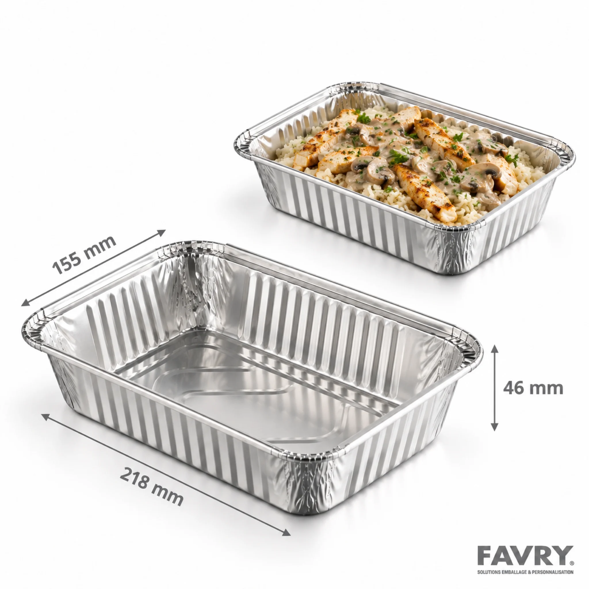 PLAT ALUMINIUM 1070ML OPERCULABLE 218X155X46MM ~100 couv 12573