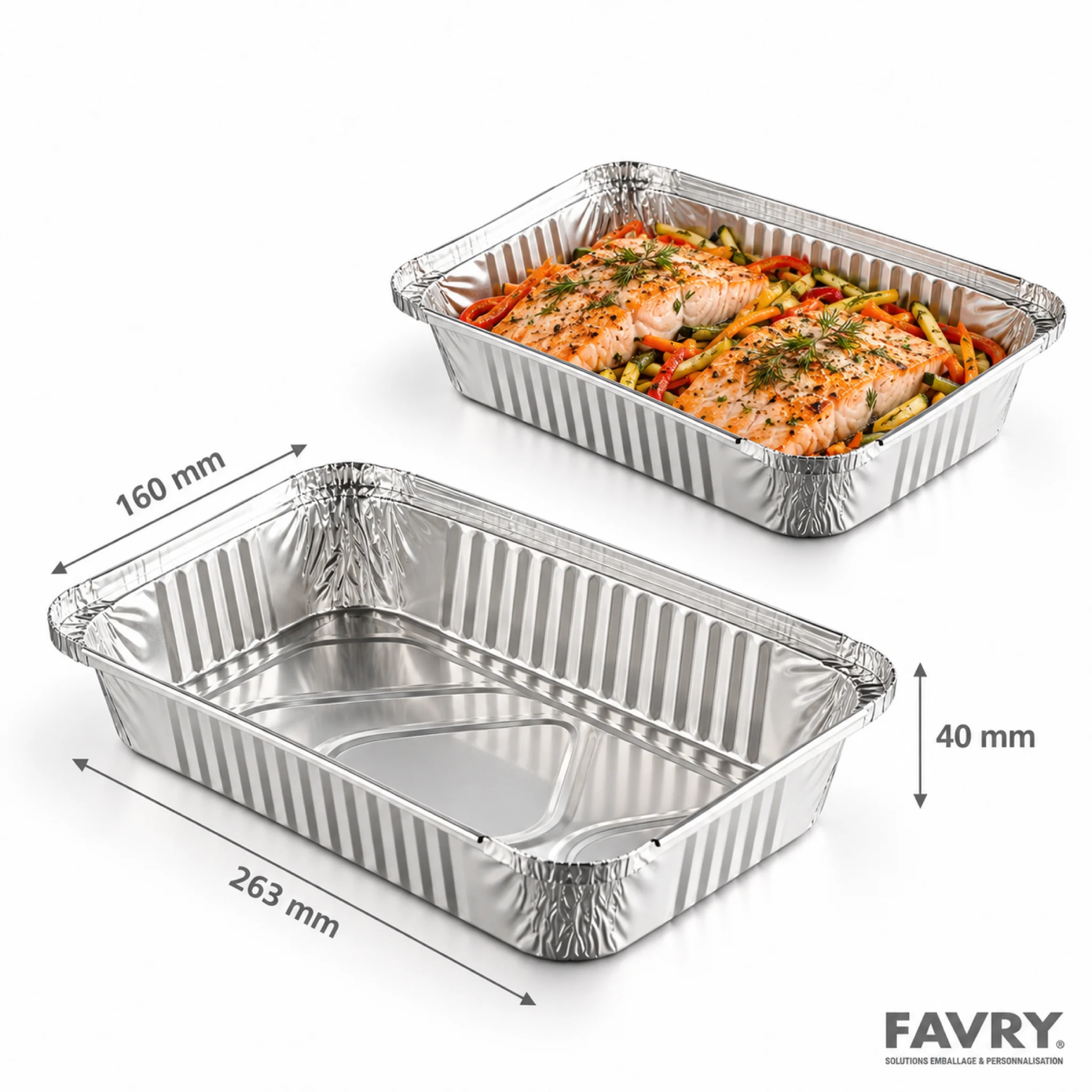 PLAT ALUMINIUM 1170ML OPERCULABLE 263X160X40MM ~100 couv 12574