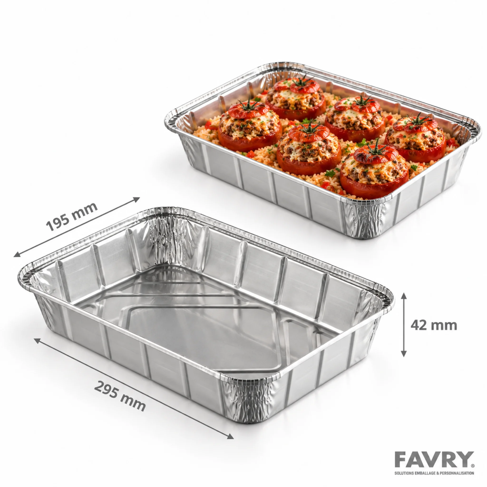 PLAT ALUMINIUM 2100ML OPERCULABLE 295X195X42MM ~50 couv 12575