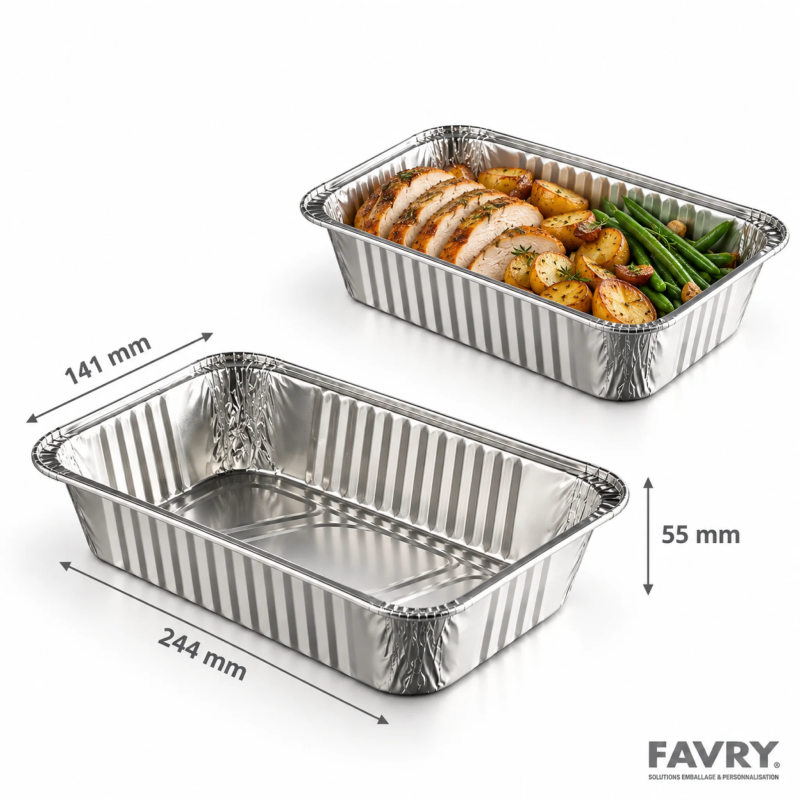 Plat gastronorme aluminium 1/4 244 x 141 x 55 mm